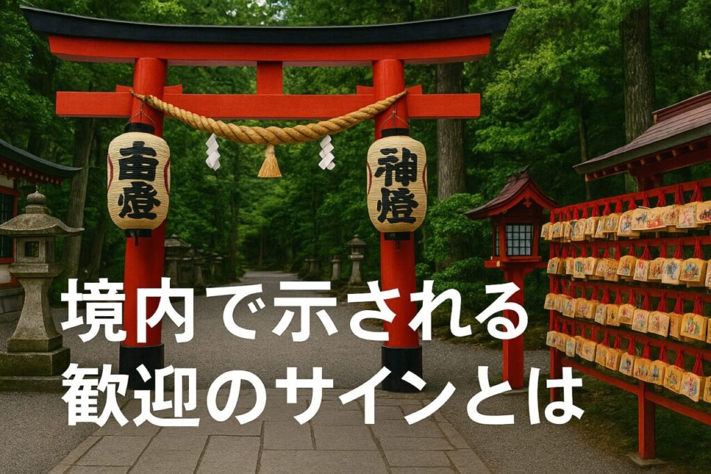 境内で示される歓迎のサインとは