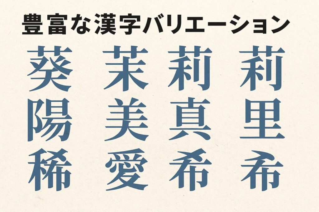 豊富な漢字バリエーション