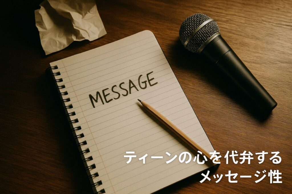 ティーンの心を代弁するメッセージ性