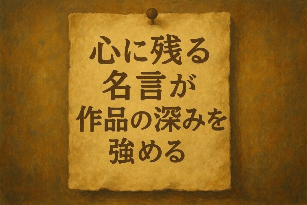 心に残る名言が作品の深みを強める