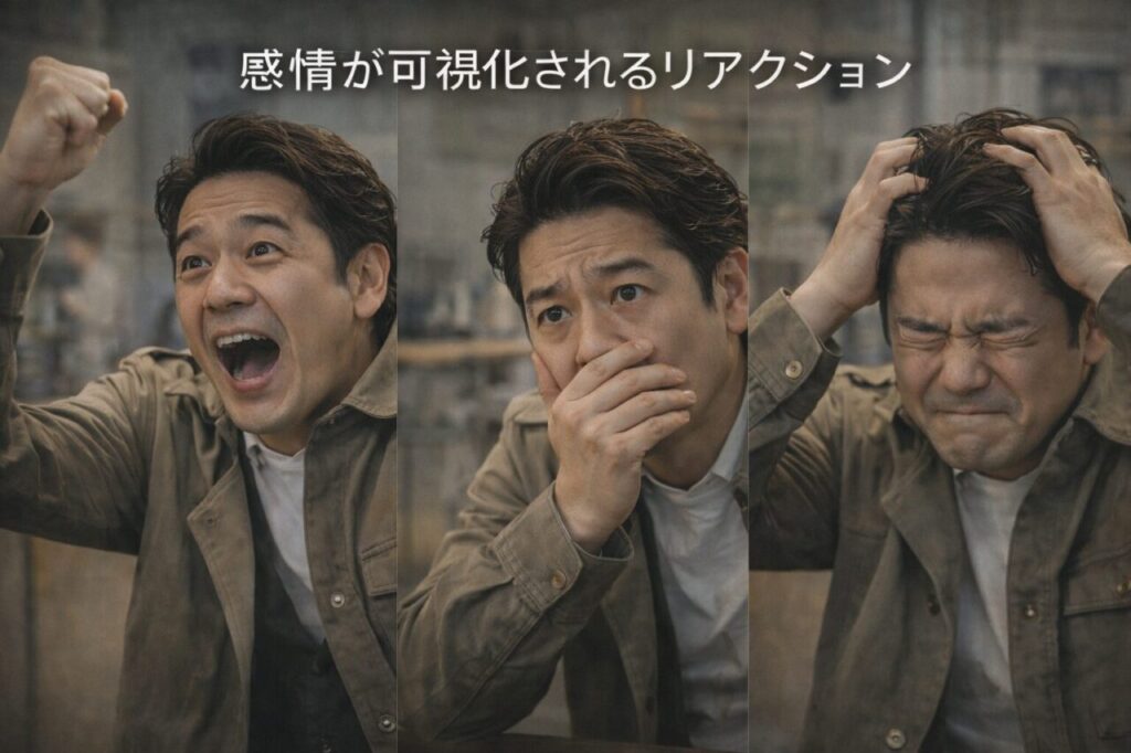 感情が可視化されるリアクション