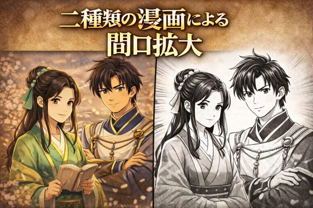 二種類の漫画による間口拡大