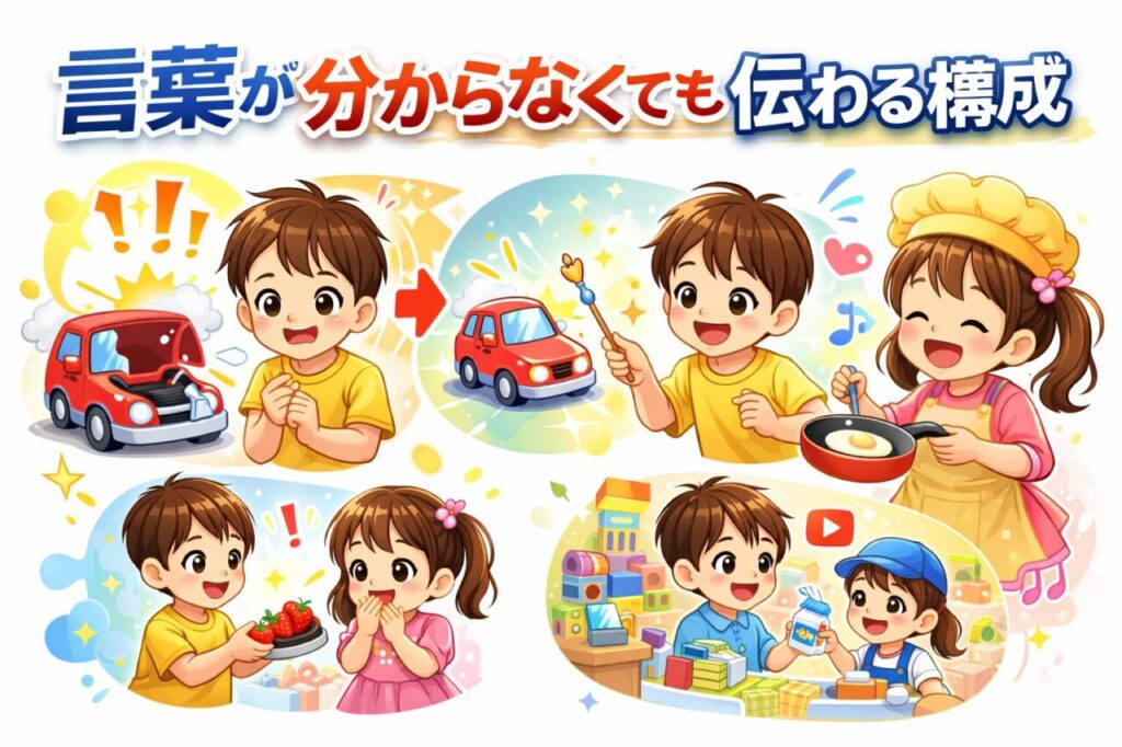 言葉が分からなくても伝わる構成