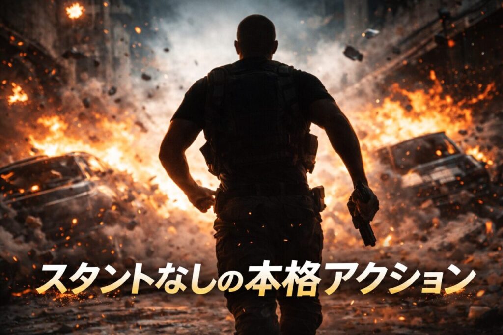 スタントなしの本格アクション