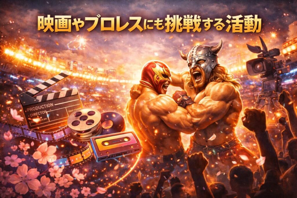 映画やプロレスにも挑戦する活動