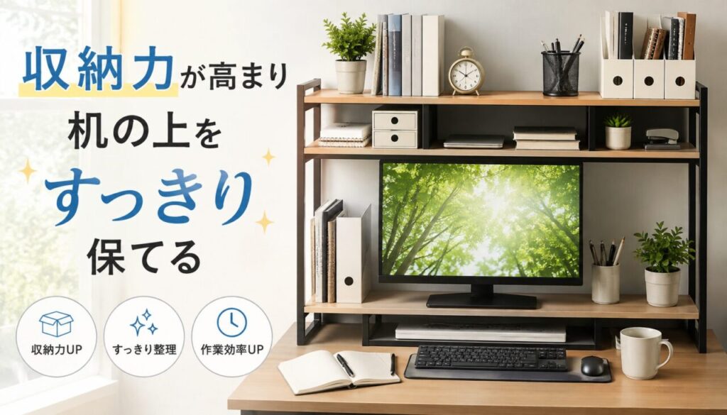 収納力が高まり机の上をすっきり保てる