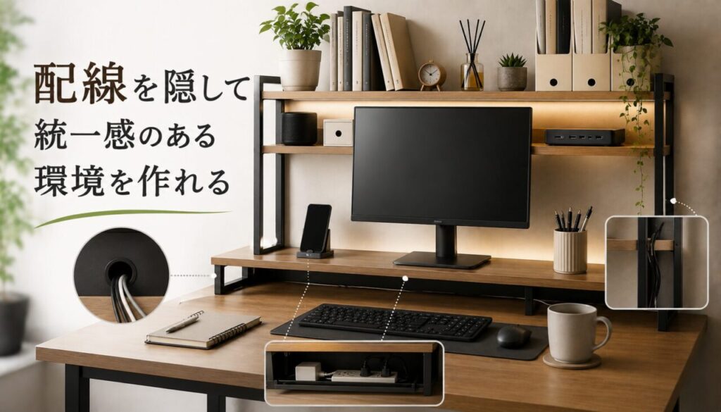 配線を隠して統一感のある環境を作れる