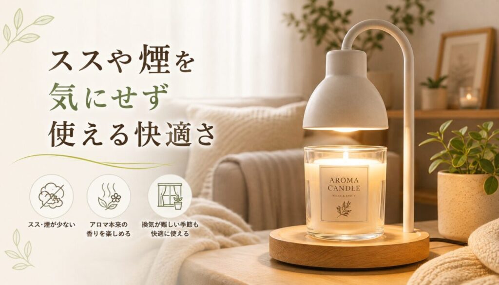 ススや煙を気にせず使える快適さ